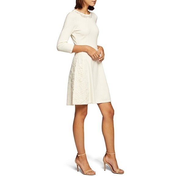 Eliza J. Womens Sweater Dress with Lace Overlays Large - Picture 3 of 15
